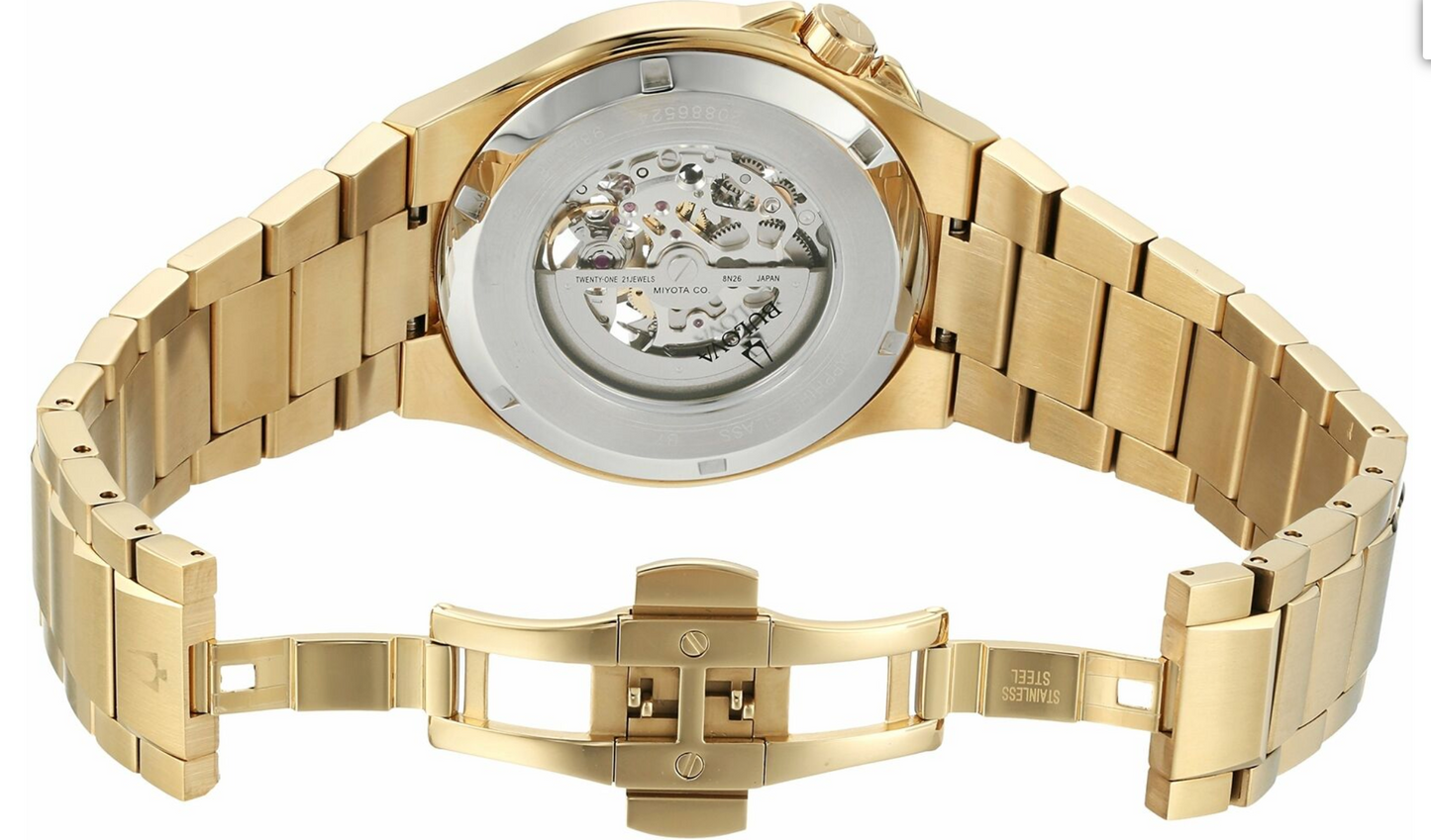 Bulova  Maquina Analogue Automatic Skeleton Men's Gold Watch