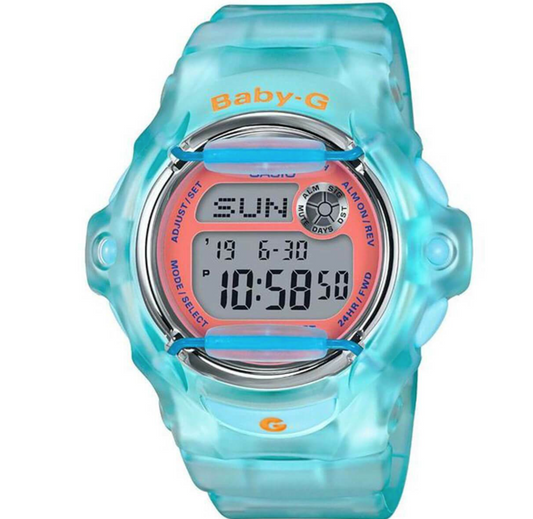 Casio Women's Quartz Watch Baby-G Alarm Light Blue Resin Strap Dive BG169R-2C