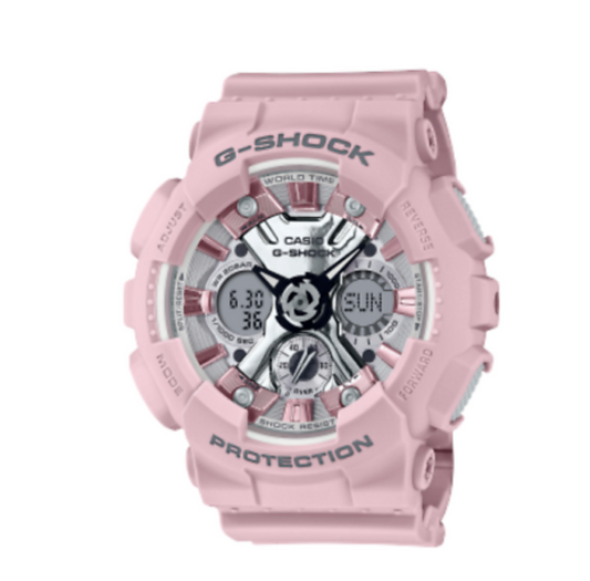 Casio G-Shock Women's GMAS120NP-4A Analog-Digital Watch Pink Band w/ Silver Dial