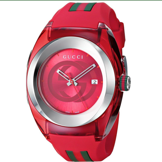 New Gucci Sync XXL YA137103 Red Rubber Band Red Dial Unisex Watch