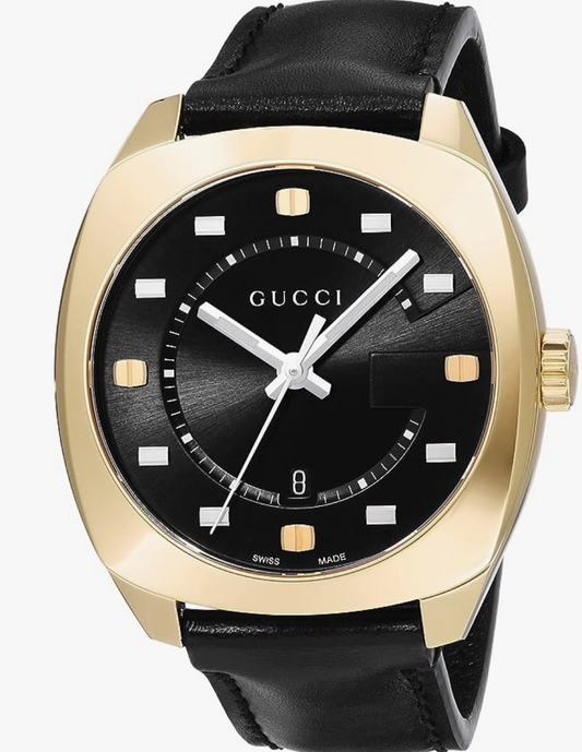 Gucci GG2570 Large 41MM Men's Black Leather Watch (YA142310)
