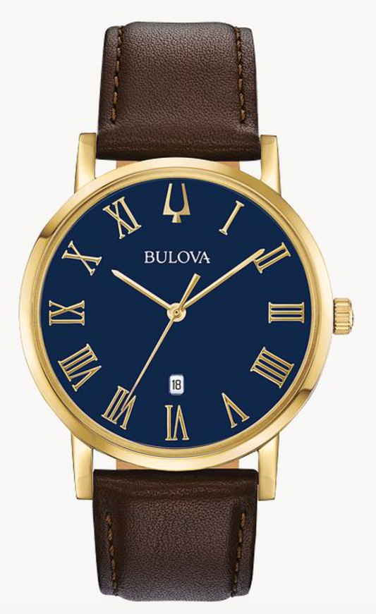 Bulova Classic Quartz 97B177 40mm Gold Stainless Steel Case with Brown...