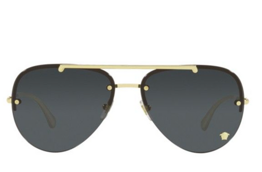Versace ‎ VE2231 12526G Women's Sunglasses with Pale Gold Frame and Light Gray Mirror Lenses