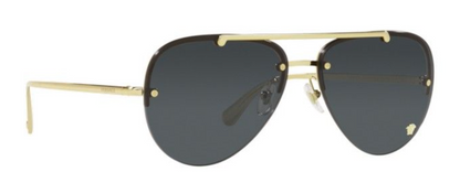 Versace ‎ VE2231 12526G Women's Sunglasses with Pale Gold Frame and Light Gray Mirror Lenses
