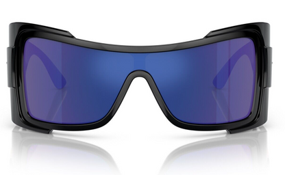 Versace VE4451 GB1/55 Sunglasses Black/Dark Grey Mirror Blu Electric Shield 27mm