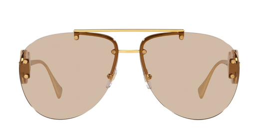 Versace VE2250 Sunglasses Women Gold / Light Brown Aviator 63mm