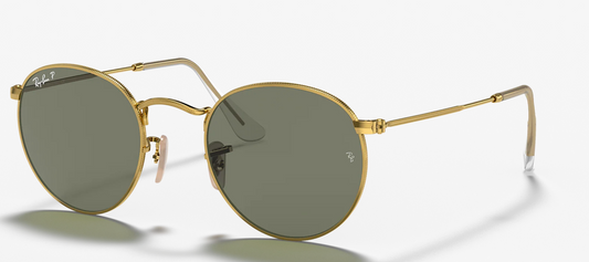 Ray-Ban Round Metal Men's Sunglasses - Gold Frame with Green Polarized Lens