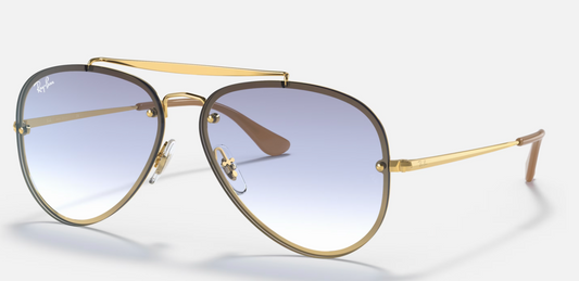 Ray-Ban Blaze Aviator Gold Frame Light Blue Gradient Lenses Sunglasses 61mm
