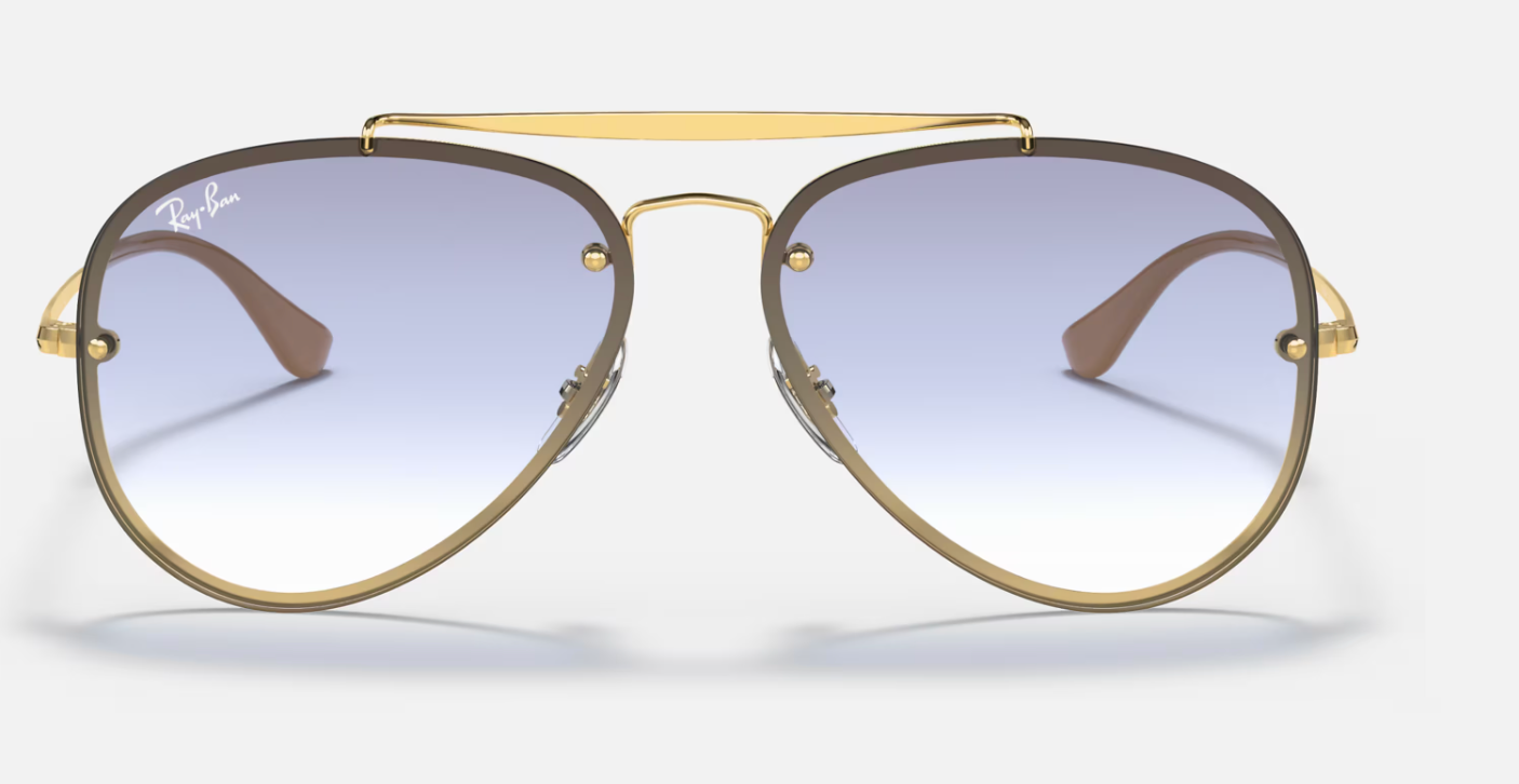 Ray-Ban Blaze Aviator Gold Frame Light Blue Gradient Lenses Sunglasses 61mm