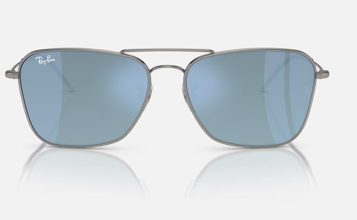 Ray-Ban Caravan Reverse Sunglasses 0RBR0102S-004/GA-58 Gunmetal Frame Light Blue