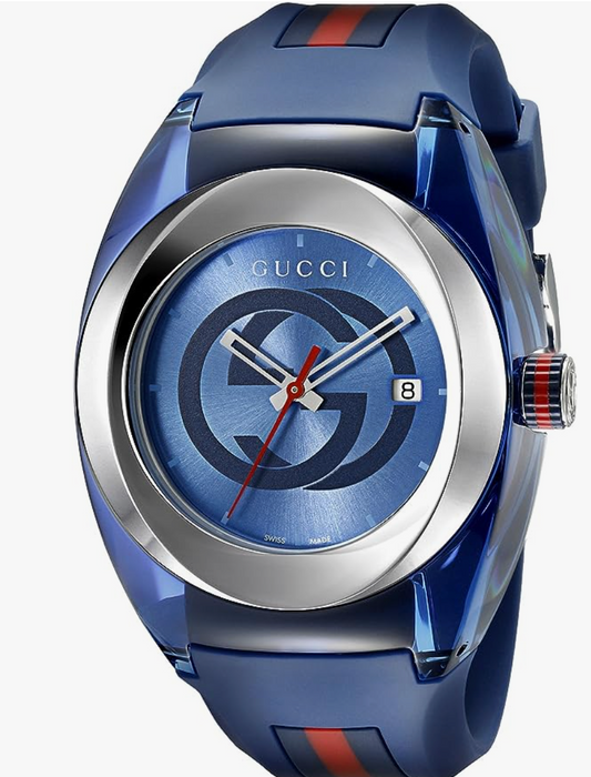Gucci YA137104 Sync Blue Dial Silicone Strap Men's Watch - Blue