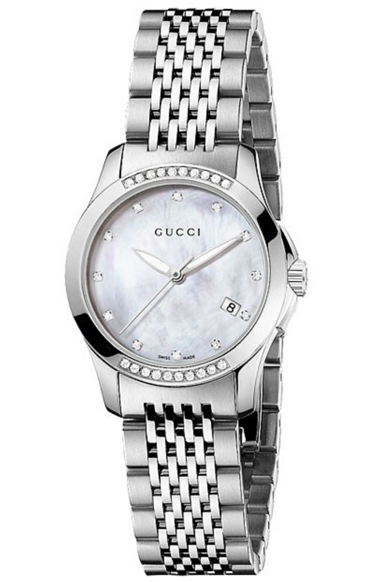 GUCCI YA126510 G-Timeless Diamond Mother of Pearl Dial Women's Watch