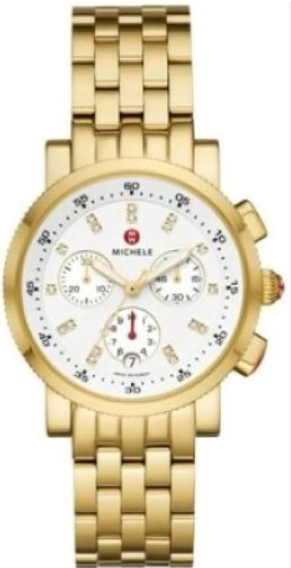 MICHELE Sport Sail 18k Gold Plated Diamond Dial Watch MWW01C000139