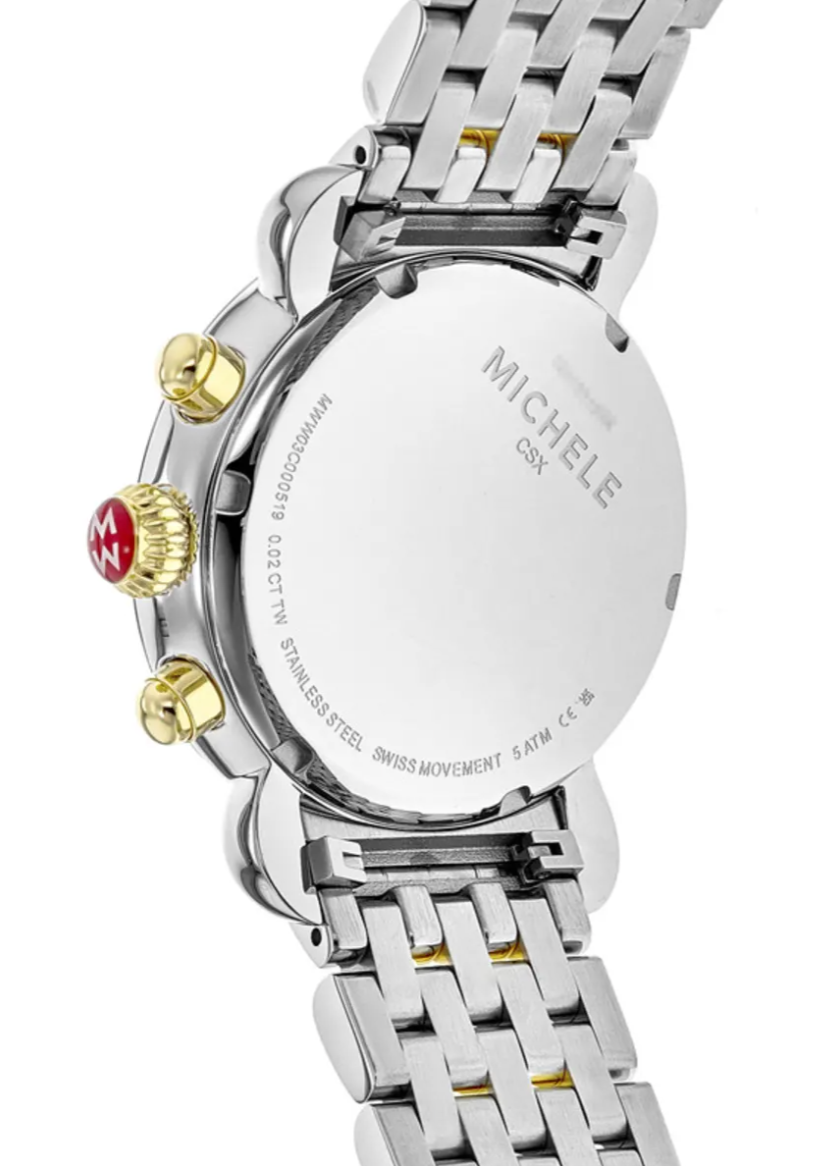 Michele Mirror Two Tone Gold Silver Diamond CSX 36 Watch MWW03C000519