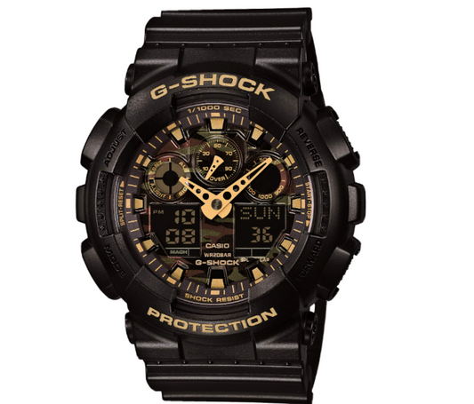 Casio G-Shock Analog/Digital Camo Dial Black Watch GA-100CF-1A9 / GA100CF-1A9